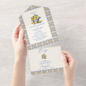 Chic Lemon Blumengrün mediterrane Hochzeit All In One Einladung (Abreißen)