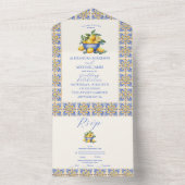 Chic Lemon Blumengrün mediterrane Hochzeit All In One Einladung (Innen Boden)