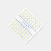 Chic Lemon Citrus Elegant Blue Summer Wedding Serviette (Ecke)