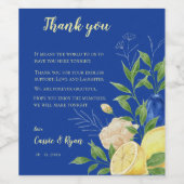 Chic Lemon Citrus Floral Wedding Vielen Dank Weinetikett (Einzelnes Label)