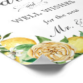 Chic Lemon Floral Advice und Wünsche Hochzeitszeic Poster (Ecke)