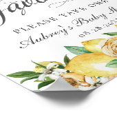 Chic Lemon Floral Favors Baby Brautparty Signing Poster (Ecke)