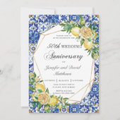 Chic Lemon Floral Geometric Wedding Anniversary Einladung (Vorderseite)
