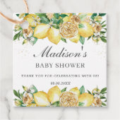Chic Lemon Floral Greenerity Baby Shower Vielen Da Geschenkanhänger (Vorderseite)