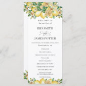 Chic Lemon Floral Mediterranean Wedding Program Programm (Vorne/Hinten)