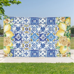 Chic Lemon Floral Meditteranean Mosaik Tiles Banner