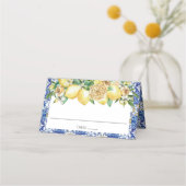 Chic Lemon Greenery Floral Mediterranean Bridal Platzkarte (Vorderseite)