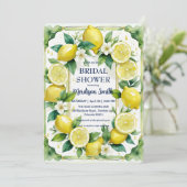 Chic Lemon Mediterranean Summer Brautparty Einladung (Stehend Vorderseite)