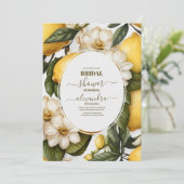 Chic Lemon Mediterranean Summer Brautparty Einladung (Stehend Vorderseite)