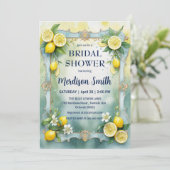 Chic Lemon Mediterranean Summer Brautparty Einladung (Stehend Vorderseite)
