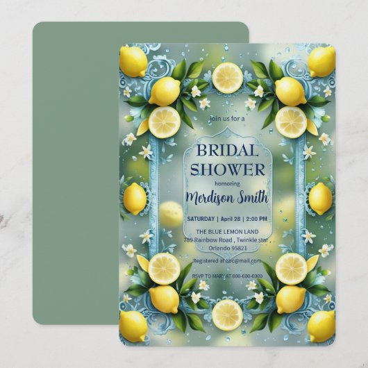 Chic Lemon Mediterranean Summer Brautparty Save The Date (Vorne/Hinten)