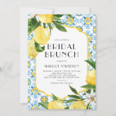 Chic Lemon Mediterranean Summer Bridal Brunch Einladung (Vorderseite)