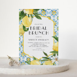 Chic Lemon Mediterranean Summer Bridal Brunch Einladung