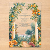 Chic Lemon Mediterranean Summer Wedding Acryleinladungen (Vorderseite)