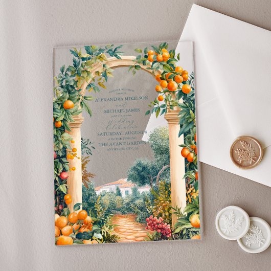 Chic Lemon Mediterranean Summer Wedding Acryleinladungen