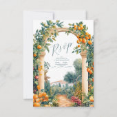 Chic Lemon Mediterranean Summer Wedding RSVP Karte (Vorderseite)