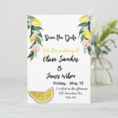 Chic Lemon Sommerhochzeit Einladung (Stehend Vorderseite)