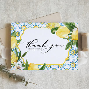 Chic Lemon und Blüten Mittelmeerischer Abschluss Dankeskarte