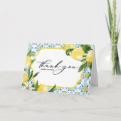 Chic Lemon und Blüten Mittelmeerischer Abschluss Dankeskarte (Vorderseite)