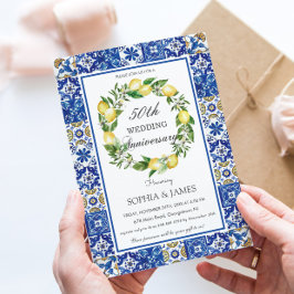 Chic Lemons Mosaic Tiles 50. Hochzeitstag Einladung