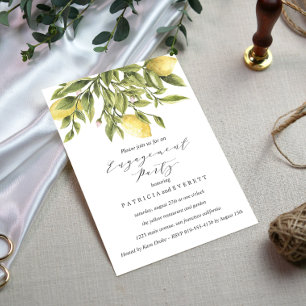 Chic Lemons und Foliage Wedding Party Einladung