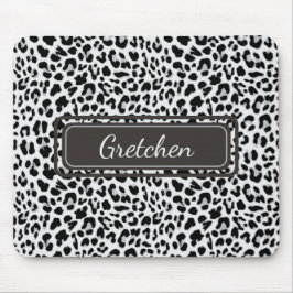 Chic Leopard Animal Print Black and Grau Mousepad
