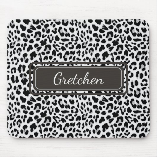 Chic Leopard Animal Print Black and Grau Mousepad (Vorne)