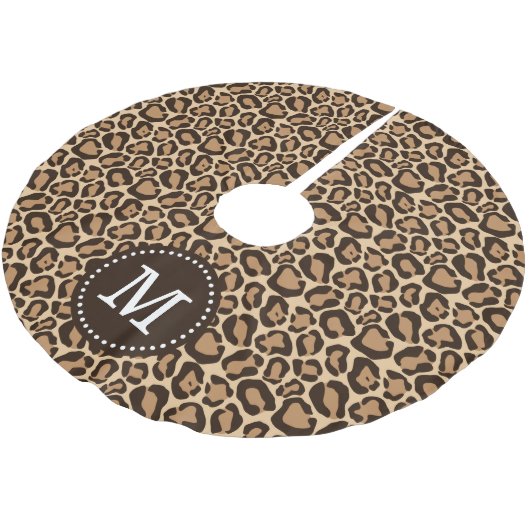Chic Leopard Animal Print Monogram Polyester Weihnachtsbaumdecke (Schrägansicht)