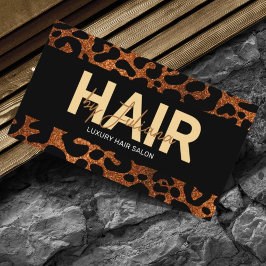 Chic Leopard Cheetah Glitzer Beauty Salon QR Code Visitenkarte