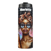 Chic Leopard Coffee Sparkle Dream Thermosbecher (Vorderseite)