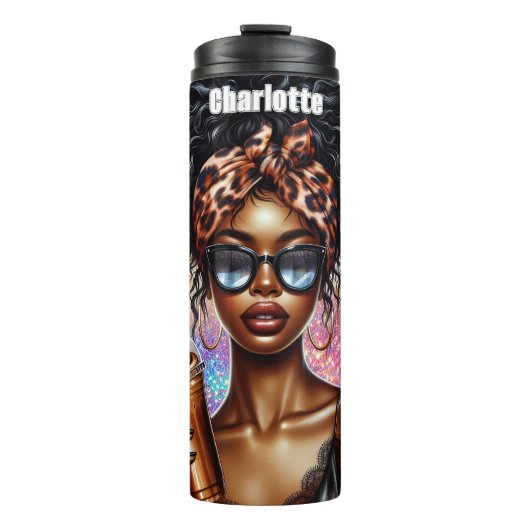 Chic Leopard Coffee Sparkle Dream Thermosbecher (Vorderseite)