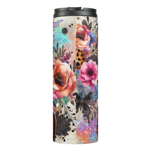 Chic Leopard Coffee Sparkle Dream Thermosbecher (Rückseite)