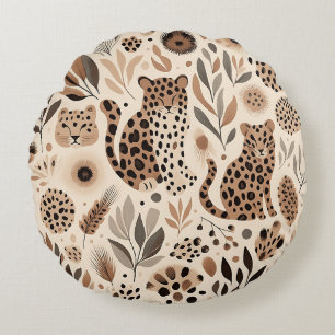 Chic Leopard Floral Design für trendy Zuhause Rundes Kissen