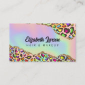Chic Leopard Iridescent Holographic Hair Salon Visitenkarte (Vorderseite)
