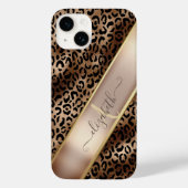 Chic Leopard Muster Black Bronze Monogram Case-Mate iPhone Hülle (Rückseite)