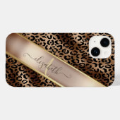 Chic Leopard Muster Black Bronze Monogram Case-Mate iPhone Hülle (Rückseite (Horizontal))