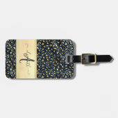 Chic Leopard Muster Black Bronze Monogram Gepäckanhänger (Vorderseite horizontal)