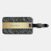 Chic Leopard Muster Black Bronze Monogram Gepäckanhänger (Rückseite horizontal)