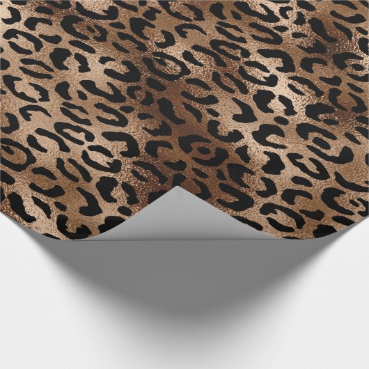 Chic Leopard Muster Black Bronze Monogram Geschenkpapier (Ecke)