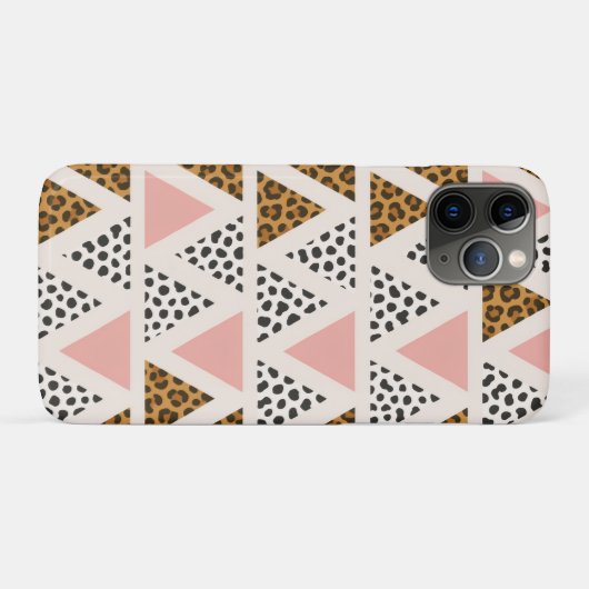 Chic Leopard & Pink Triangle Pattern Case-Mate iPhone Hülle (Rückseite (Horizontal))