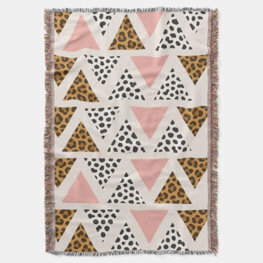 Chic Leopard & Pink Triangle Pattern Decke (Vorderseite Vertikal)