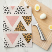 Chic Leopard & Pink Triangle Pattern Geschirrtuch (Viertel Falte)