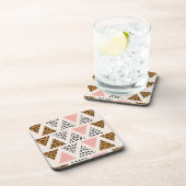 Chic Leopard & Pink Triangle Pattern Getränkeuntersetzer (Rechte Seite)