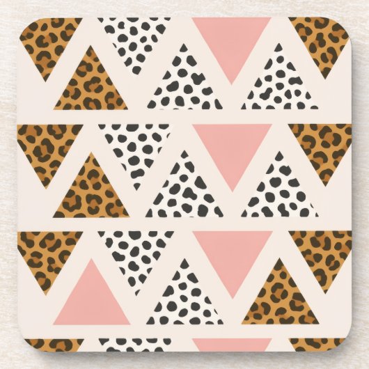 Chic Leopard & Pink Triangle Pattern Getränkeuntersetzer (Vorderseite)