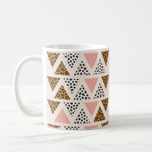 Chic Leopard & Pink Triangle Pattern Kaffeetasse (Links)