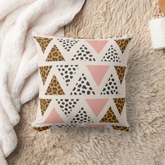 Chic Leopard & Pink Triangle Pattern Kissen (Decke)