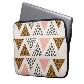 Chic Leopard & Pink Triangle Pattern Laptopschutzhülle (Vorderseite Links)