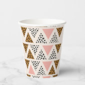 Chic Leopard & Pink Triangle Pattern Pappbecher (Vorderseite)