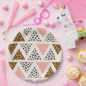 Chic Leopard & Pink Triangle Pattern Pappteller (Party)