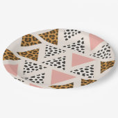 Chic Leopard & Pink Triangle Pattern Pappteller (Schrägansicht)